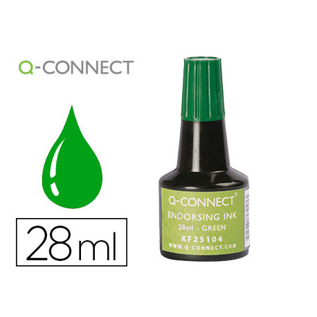 TINTA TAMPON Q-CONNECT VERDE BOTE 28 ML