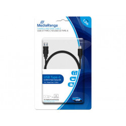 CABLE USB 3.1 TIPO C A USB 3.0 TIPO A MEDIARANGE LONGITUD DEL CABLE 1.2 MT NEGRO