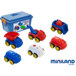 JUEGO DIDACTICO MINILAND CON 10 VEHICULOS PROFESIONALES FLEXIBLES PARA TRABAJAR LA EDUCACION VIAL