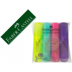 ROTULADOR FABER FLUORESCENTE 1546 COLOR PASTEL ESTUCHE 4 UNIDADES COLORES SURTIDOS