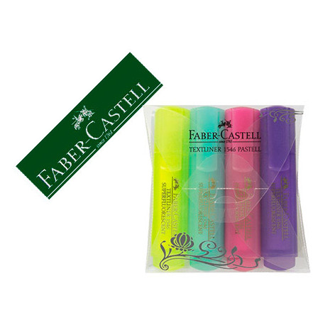 ROTULADOR FABER FLUORESCENTE 1546 COLOR PASTEL ESTUCHE 4 UNIDADES COLORES SURTIDOS