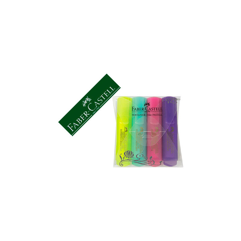 ROTULADOR FABER FLUORESCENTE 1546 COLOR PASTEL ESTUCHE 4 UNIDADES COLORES SURTIDOS