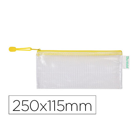 BOLSA MULTIUSOS TARIFOLD PVC 250X115 MM APERTURA SUPERIOR CON CREMALLERA PORTABOLIGRAFO Y CORREA COL