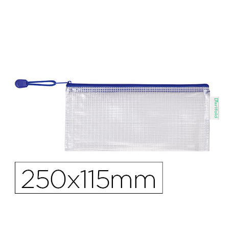 BOLSA MULTIUSOS TARIFOLD PVC 250X115 MM APERTURA SUPERIOR CON CREMALLERA PORTABOLIGRAFO Y CORREA COL