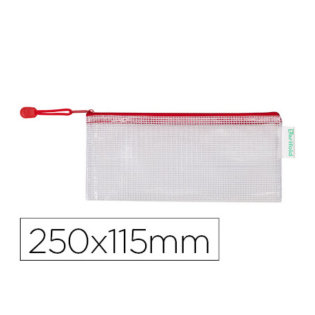 BOLSA MULTIUSOS TARIFOLD PVC 250X115 MM APERTURA SUPERIOR CON CREMALLERA PORTABOLIGRAFO Y CORREA COL