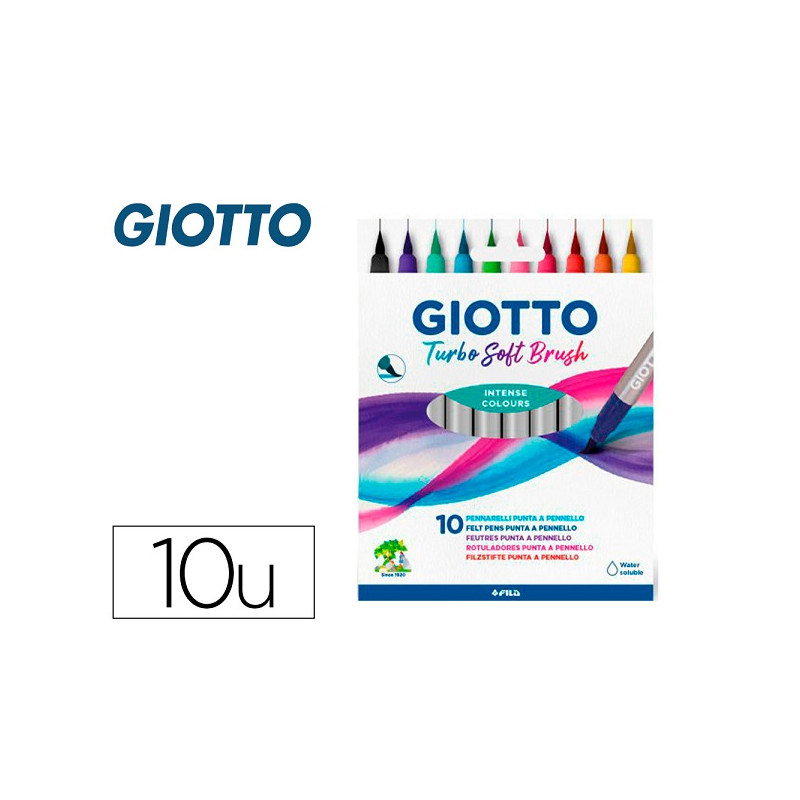 ROTULADOR GIOTTO TURBO SOFT BRUSH PUNTA DE PINCEL CAJA DE 10 UNIDADES COLORES SURTIDOS