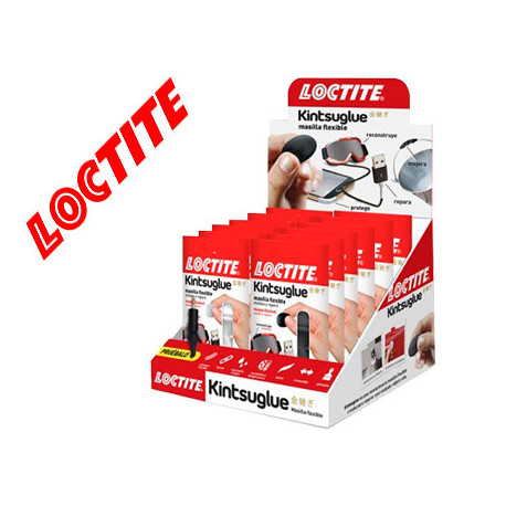 MASILLA REPARADORA LOCTITE KINTSU GLUE EXPOSITOR 16 UNIDADES 8 BLANCAS Y 8 NEGRAS