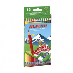 LAPICES DE COLORES ALPINO BORRABLE CON GOMA CAJA DE 12 COLORES SURTIDOS