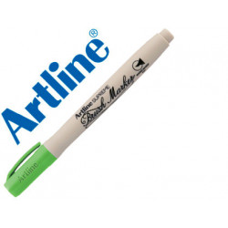 ROTULADOR ARTLINE SUPREME BRUSH PINTURA BASE DE AGUA PUNTA TIPO PINCEL TRAZO VARIABLE VERDE AMARILLE