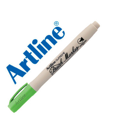 ROTULADOR ARTLINE SUPREME BRUSH PINTURA BASE DE AGUA PUNTA TIPO PINCEL TRAZO VARIABLE VERDE AMARILLE