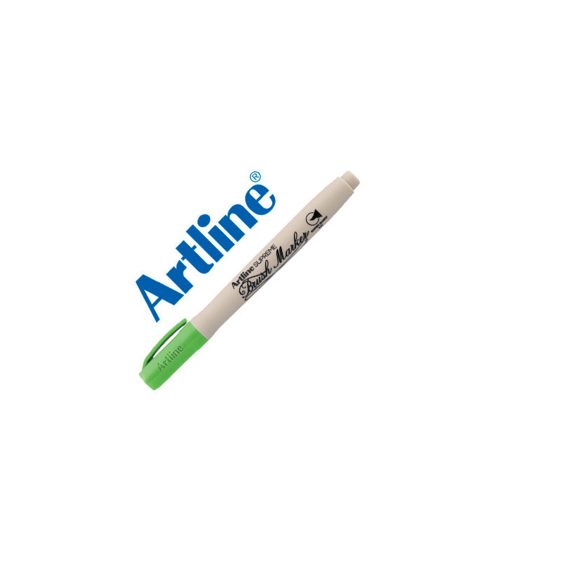 ROTULADOR ARTLINE SUPREME BRUSH PINTURA BASE DE AGUA PUNTA TIPO PINCEL TRAZO VARIABLE VERDE AMARILLE