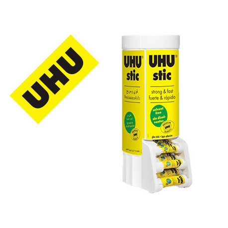 PEGAMENTO UHU BARRA EXPOSITOR SOBREMESA MULTIFORMATO 8-21-40 GR 530X190X210 MM + 12 UDS SIN CARGO 21