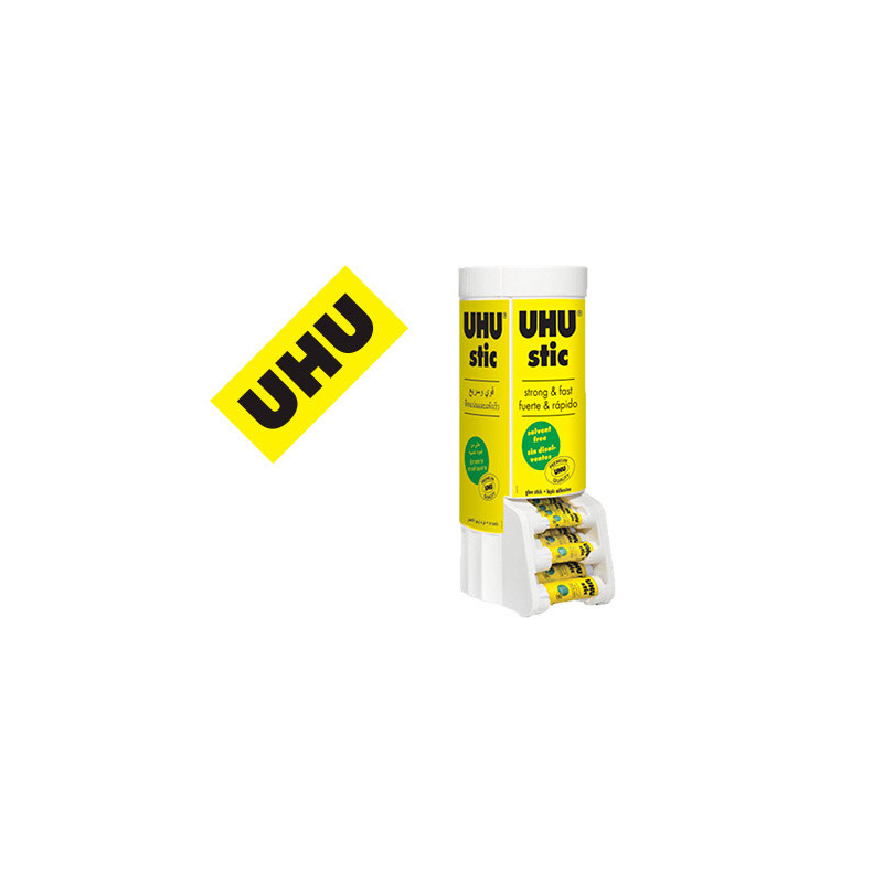 PEGAMENTO UHU BARRA EXPOSITOR SOBREMESA MULTIFORMATO 8-21-40 GR 530X190X210 MM + 12 UDS SIN CARGO 21