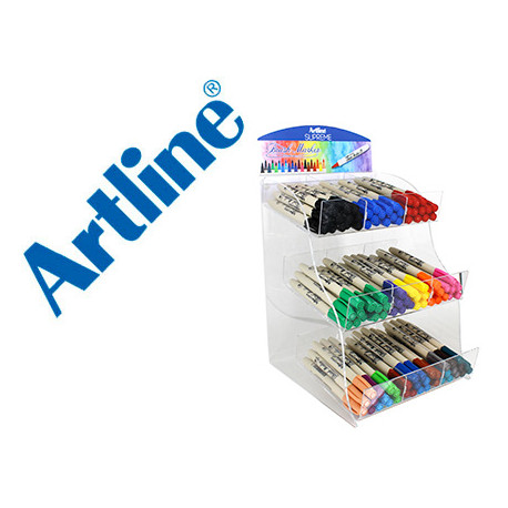 ROTULADOR ARTLINE SUPREME BRUSH BASE DE AGUA PUNTA TIPO PINCEL TRAZO VARIABLE EXPOSITOR DE 108 UNIDA