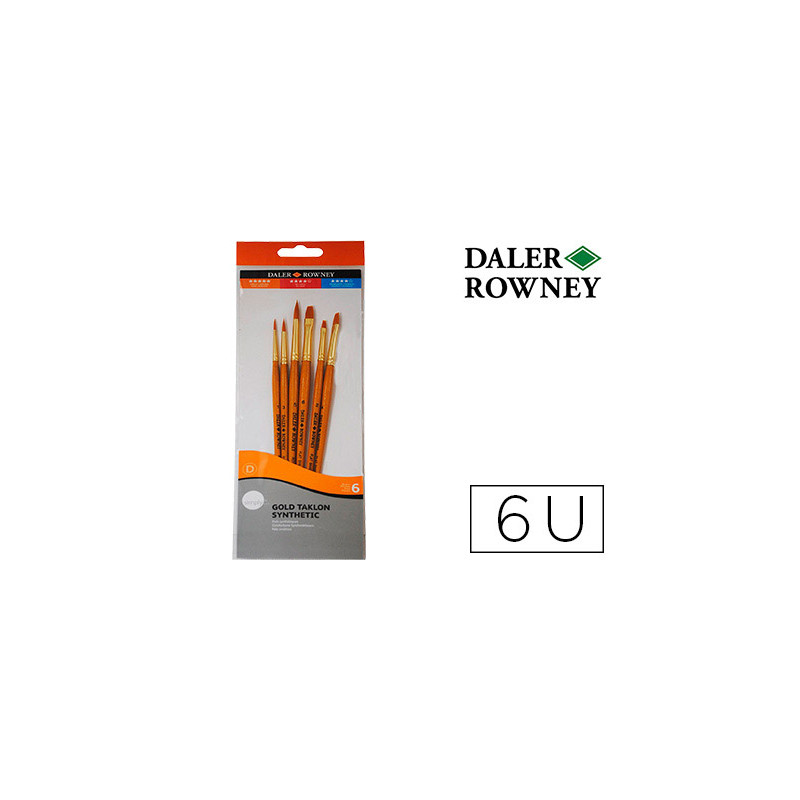 PINCELES DALER ROWNEY SIMPLY ART SINTENTICO MANGO CORTO DORADO BLISTER DE 6 UNIDADES