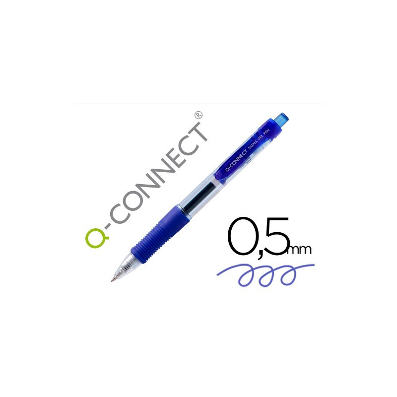 BOLIGRAFO Q-CONNECT SIGMA RETRACTIL CON SUJECION DE CAUCHO TINTA GEL 0,5 MM COLOR AZUL