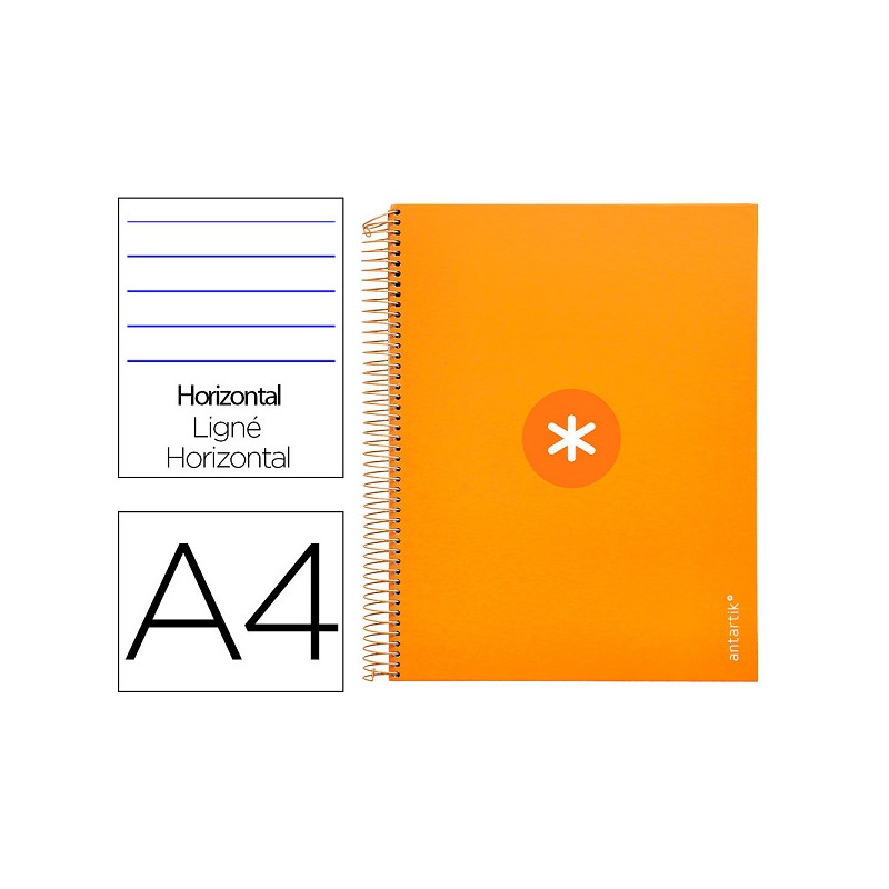 CUADERNO ESPIRAL A4 MICRO ANTARTIK TAPA FORRADA 120H 90 GR HORIZONTAL 5 BANDAS 4 TALADROS COLOR MOST