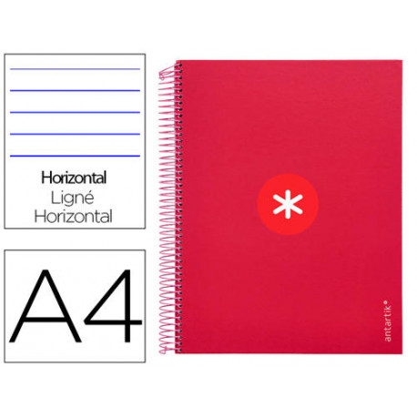 CUADERNO ESPIRAL A4 MICRO ANTARTIK TAPA FORRADA 120H 90 GR HORIZONTAL 5 BANDAS 4 TALADROS COLOR FRAM