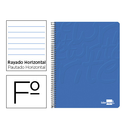 CUADERNO ESPIRAL LIDERPAPEL FOLIO WRITE TAPA BLANDA 80H 60GR HORIZONTAL CON MARGEN COLOR AZUL