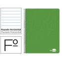 CUADERNO ESPIRAL LIDERPAPEL FOLIO WRITE TAPA BLANDA 80H 60GR HORIZONTAL CON MARGEN COLOR VERDE