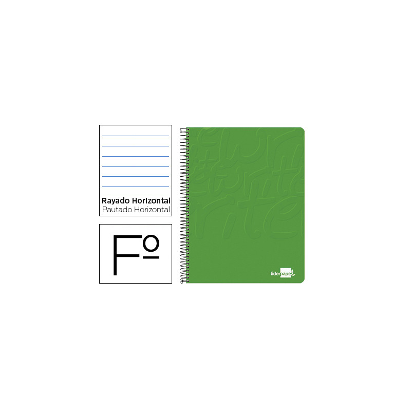 CUADERNO ESPIRAL LIDERPAPEL FOLIO WRITE TAPA BLANDA 80H 60GR HORIZONTAL CON MARGEN COLOR VERDE