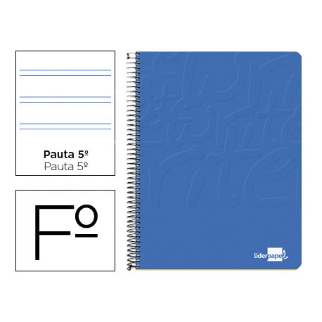 CUADERNO ESPIRAL LIDERPAPEL FOLIO WRITE TAPA BLANDA 80H 60GR PAUTA 2,5 MM CON MARGEN COLOR AZUL