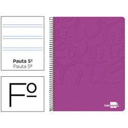 CUADERNO ESPIRAL LIDERPAPEL FOLIO WRITE TAPA BLANDA 80H 60GR PAUTA 2,5 MM CON MARGEN COLOR ROSA