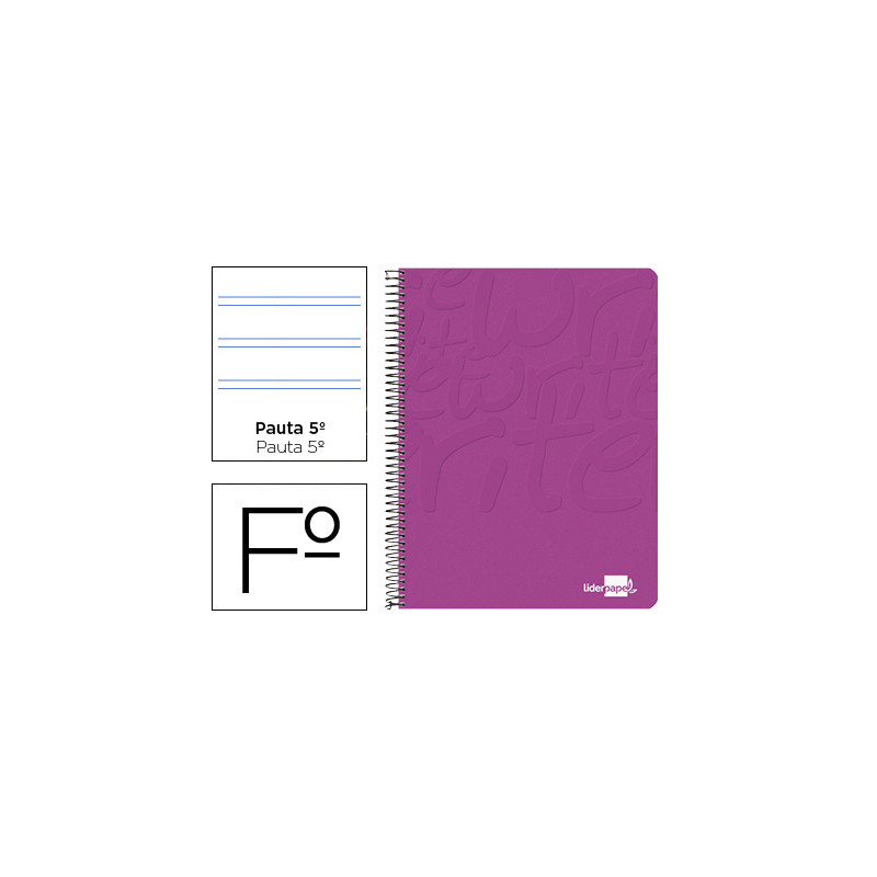 CUADERNO ESPIRAL LIDERPAPEL FOLIO WRITE TAPA BLANDA 80H 60GR PAUTA 2,5 MM CON MARGEN COLOR ROSA