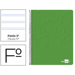 CUADERNO ESPIRAL LIDERPAPEL FOLIO WRITE TAPA BLANDA 80H 60GR PAUTA 2,5 MM CON MARGEN COLOR VERDE