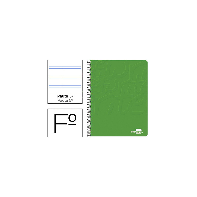 CUADERNO ESPIRAL LIDERPAPEL FOLIO WRITE TAPA BLANDA 80H 60GR PAUTA 2,5 MM CON MARGEN COLOR VERDE