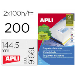 ETIQUETA ADHESIVA APLI 2423 TAMA?O 199,6X144,5 MM FOTOCOPIADORA LASER INK-JET CAJA CON 100 HOJAS DIN