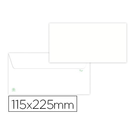 SOBRE LIDERPAPEL BLANCO 115X225 MM SOLAPA TIRA DE SILICONA PAPEL RECICLADO 90 GR CAJA DE 500 UNIDADE