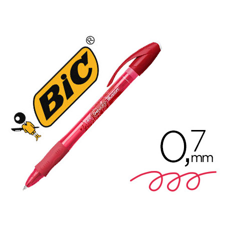 BOLIGRAFO BIC GELOCITY ILLUSION BORRABLE ROJO PUNTA DE 0,7 MM