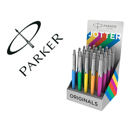 BOLIGRAFO PARKER JOTTER PLASTIC ORIGINAL EXPOSITOR DE 20 UNIDADES COLORES SURTIDOS