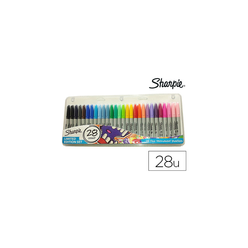 ROTULADOR SHARPIE PERMANENTE PUNTA FINA CAJA DE 28 UNIDADES COLORES SURTIDOS