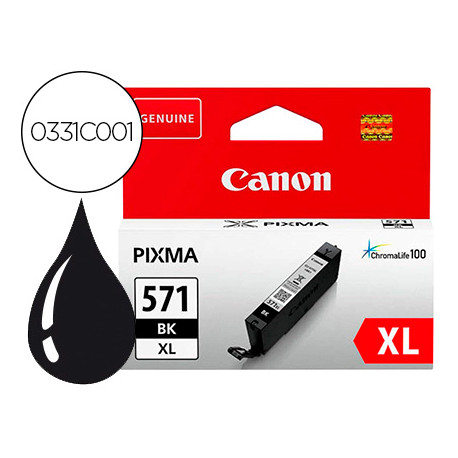 INK-JET CANON CLI-571BK XL PIXMA TS5051 / 5053 / 5055 / 6050 / 6051 / 6052 / 8051 / 8052 / 9050 / 90