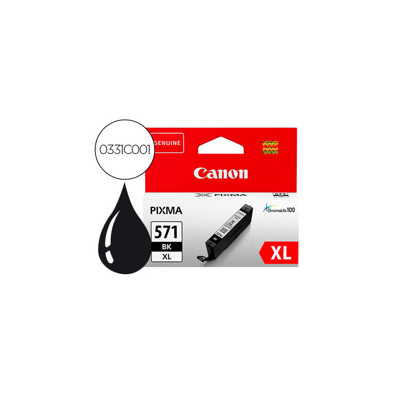 INK-JET CANON CLI-571BK XL PIXMA TS5051 / 5053 / 5055 / 6050 / 6051 / 6052 / 8051 / 8052 / 9050 / 90