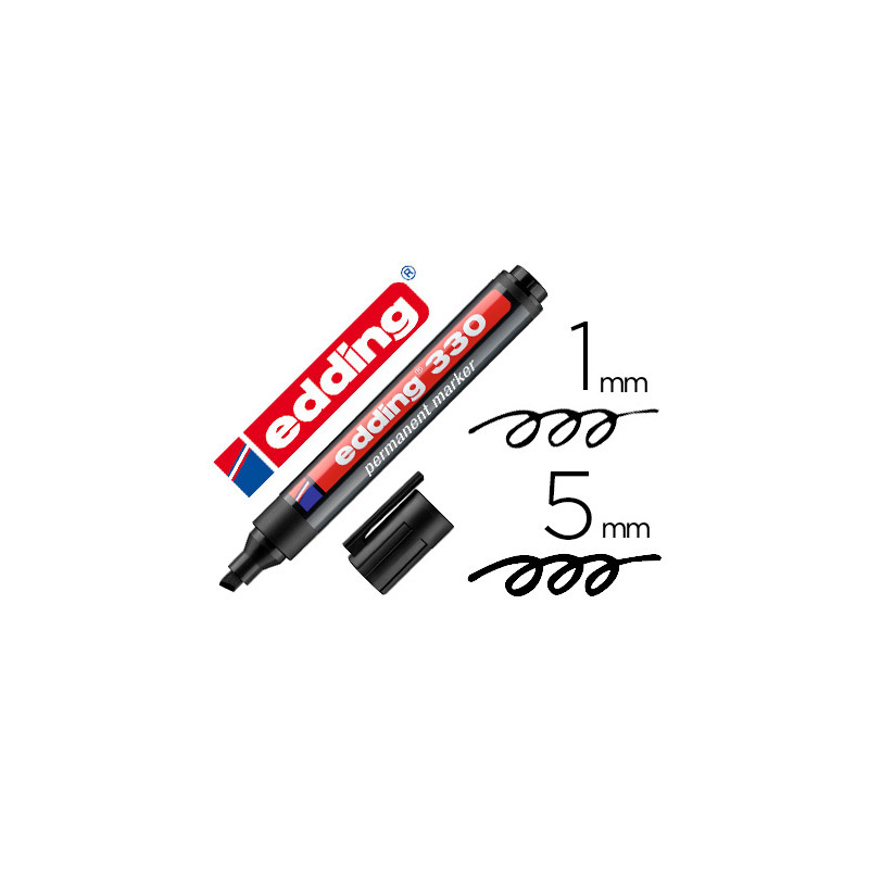 ROTULADOR EDDING MARCADOR PERMANENTE 330 NEGRO PUNTA BISELADA 1-5 MM RECARGABLE