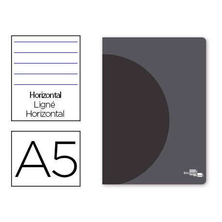 LIBRETA LIDERPAPEL 360 TAPA DE PLASTICO A5 48 HOJAS 90G/M2 HORIZONTAL CON DOBLE MARGEN TAPA NEGRA