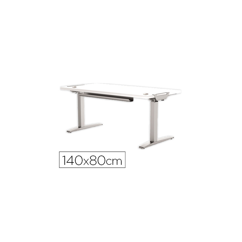 MESA DE OFICINA LEVADO BASE METAL ACERO PINTADO SISTEMA ELECTRICO REGULABLE ALTURA TABLERO BLANCO 14