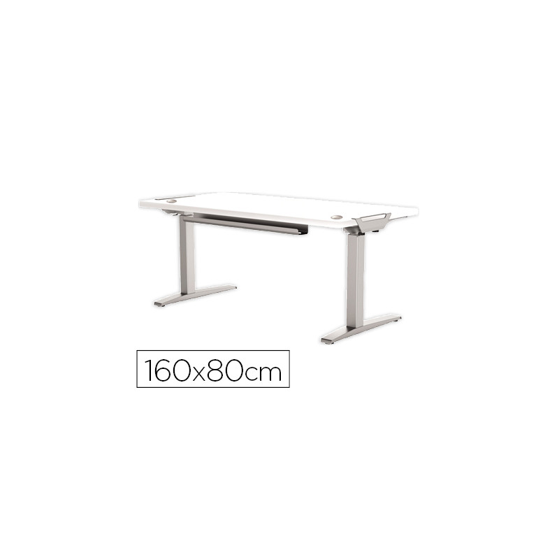 MESA DE OFICINA LEVADO BASE METAL ACERO PINTADO SISTEMA ELECTRICO REGULABLE ALTURA TABLERO BLANCO 16