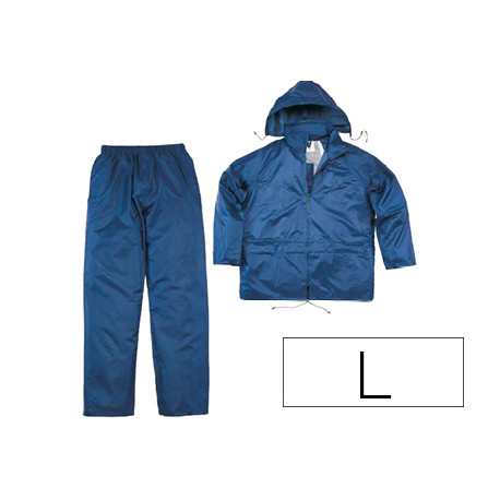 CONJUNTO DE LLUVIA DELTAPLUS 400 POLIESTER/PVC AZUL MARINO TALLA L