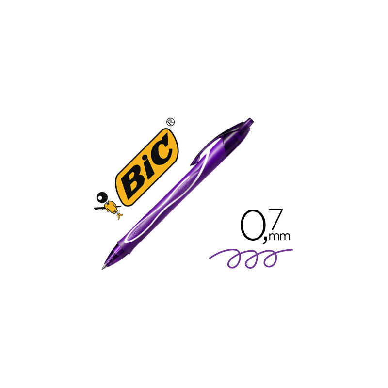 BOLIGRAFO BIC GELOCITY QUICK DRY RETRACTIL TINTA GEL PURPURA PUNTA DE 0,7 MM