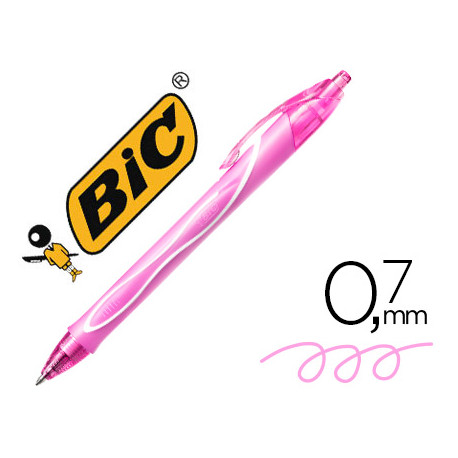 BOLIGRAFO BIC GELOCITY QUICK DRY RETRACTIL TINTA GEL ROSA PUNTA DE 0,7 MM