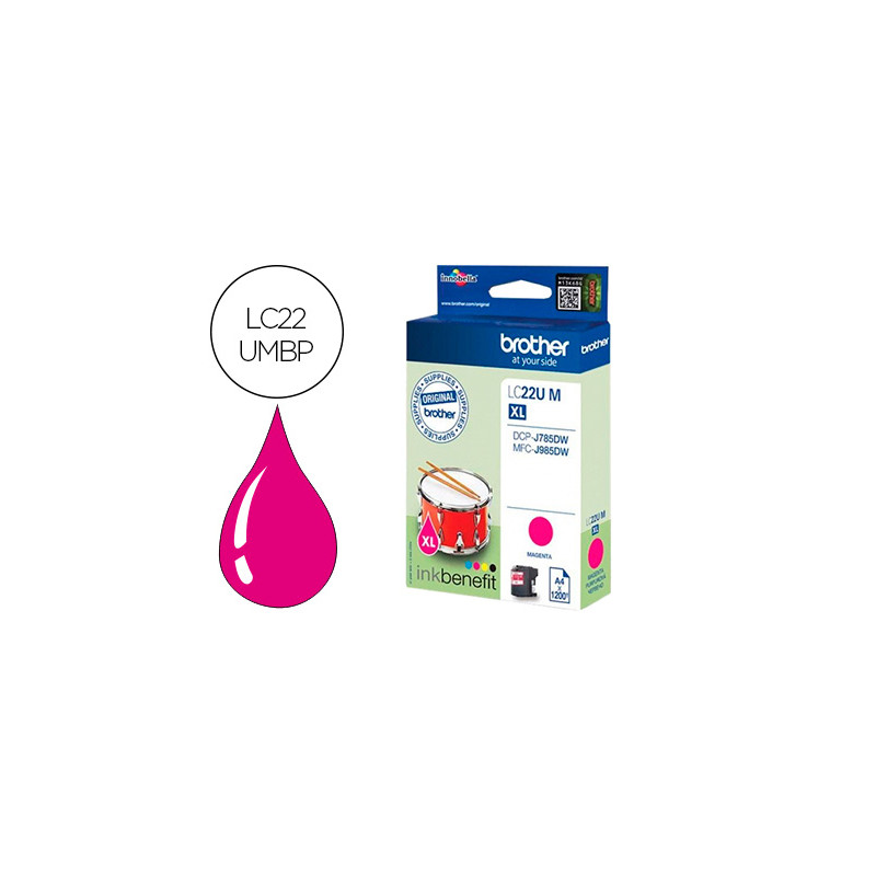 INK-JET BROTHER LC22UMBP XL DCP-J785DW / DCP-J785DWXL / MFC-J985DW / MFC-J985DW MAGENTA 1.200 PAG