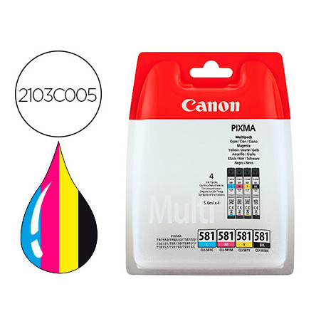 INK-JET CANON CLI 581 PIXMA TR8550 / TS6250 / TS8250 / TS9150 / TS9550 PACK 4 NEGRO AMARILLO CIAN MA