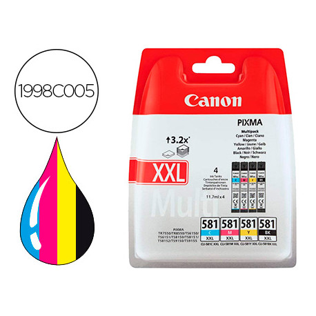 INK JET CANON PGI-580/CLI-581 XXL PIXMA PARA TS6150 / TS8150 /TR7550 / TR8550 MULTIPACK NEGRO AMARIL