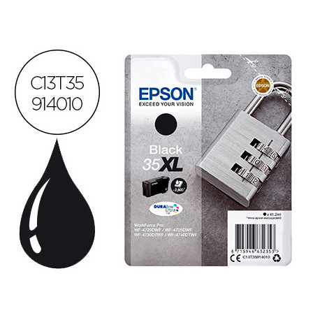 INK-JET EPSON 35XL T3591 PRO WF-4720DWF / 4725DWF / 4730DTWF / 4740DTWF NEGRO ALTA CAPACIDAD 1900 PA