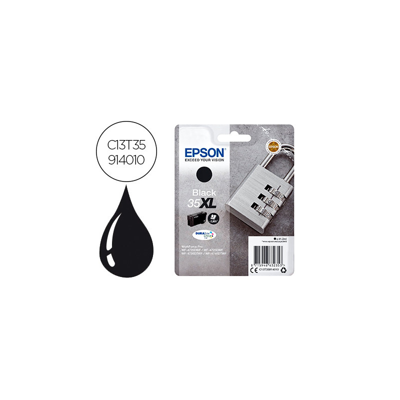 INK-JET EPSON 35XL T3591 PRO WF-4720DWF / 4725DWF / 4730DTWF / 4740DTWF NEGRO ALTA CAPACIDAD 1900 PA