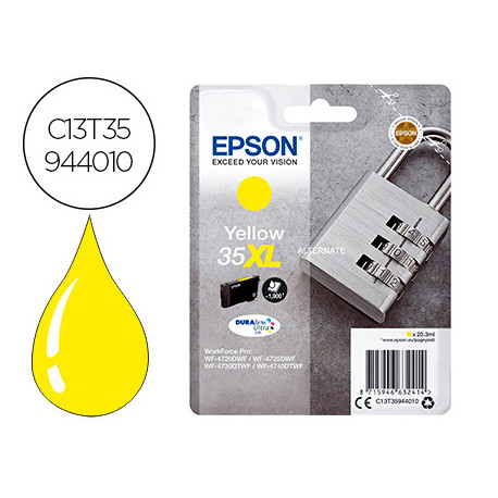 INK-JET EPSON 35XL T3594 PRO WF-4720DWF / 4725DWF / 4730DTWF / 4740DTWF AMARILLO ALTA CAPACIDAD 1900